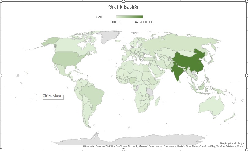 Excel'de dünya haritası grafiği
