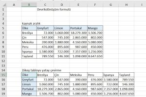 1-excel devrikdönüşüm formülü