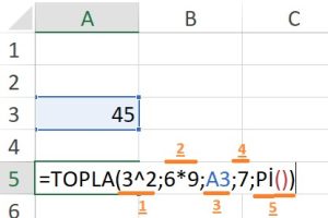 excel formül kurma bölümleri