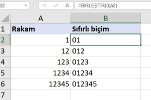 excel başına sıfır ekleme