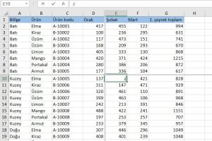 7-excel ekranı bölme