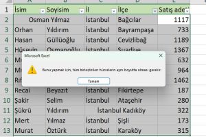 excel hücre ayırma