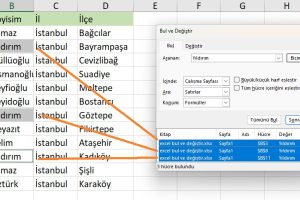 excel bul ve değiştir