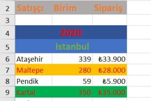 excel yaygın hata