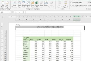 excel üstbilgi ve altbilgi