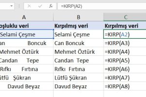 excel metindeki boşlukları sil