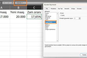 excel maaş zam hesaplama