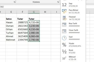 excel hücre biçimlendirme