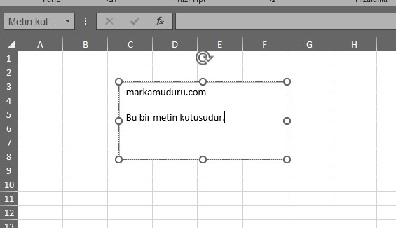 excel metin kutusu oluşturma