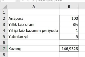 excel birleşik faiz hesaplama formulü