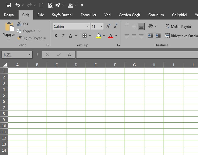 excel kılavuz çizgi rengi