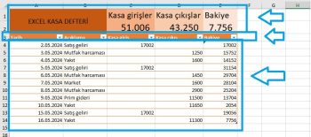 excel kasa defteri