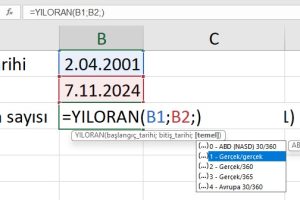 excel tarih formülleri